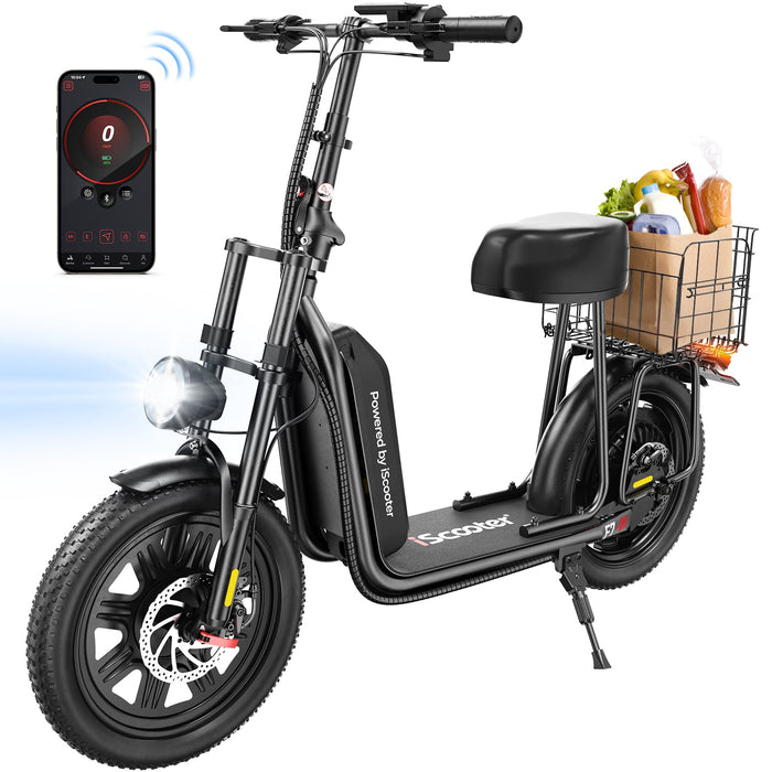 iScooter F7 1000W Electric Scooter with Seat, 45 Mile Range