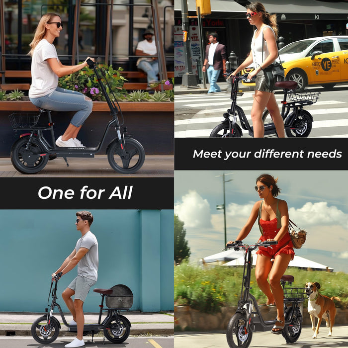 iScooter i14 800W Adult Electric Scooter with Seat & Basket