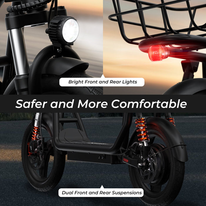 iScooter i14 800W Adult Electric Scooter with Seat & Basket