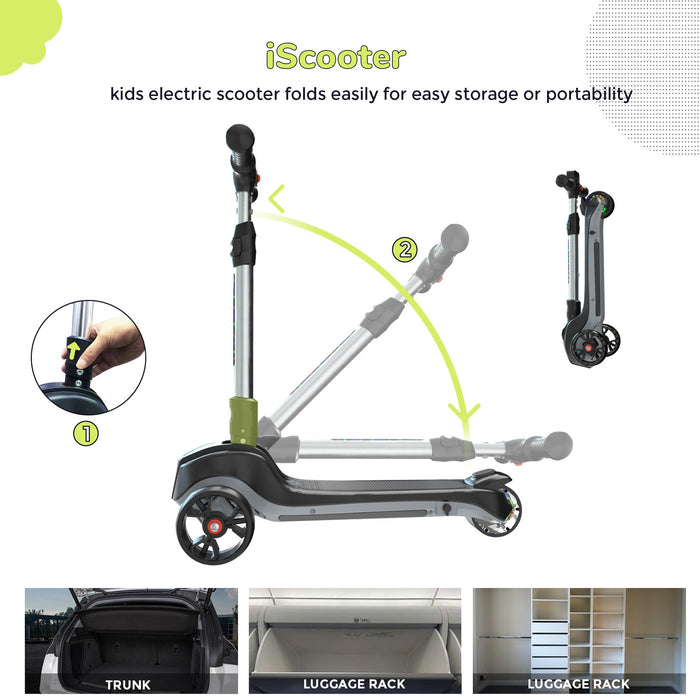 iScooter iK2 Adjustable 3-Wheel Electric Scooter for Kids