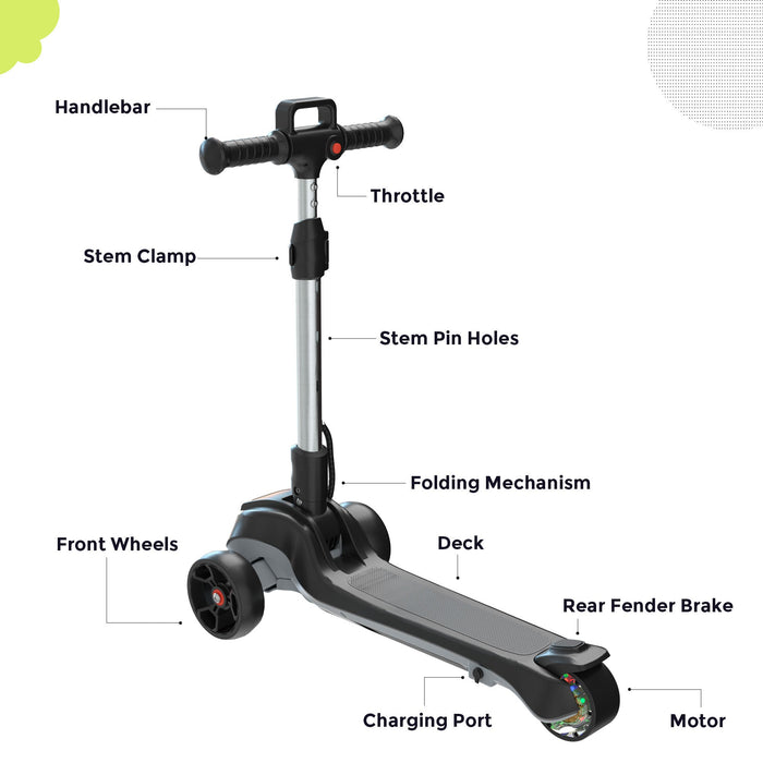 iScooter iK2 Adjustable 3-Wheel Electric Scooter for Kids