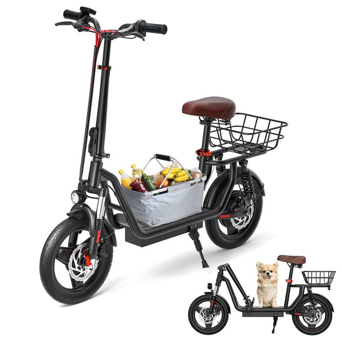 iScooter i14 800W Adult Electric Scooter with Seat & Basket