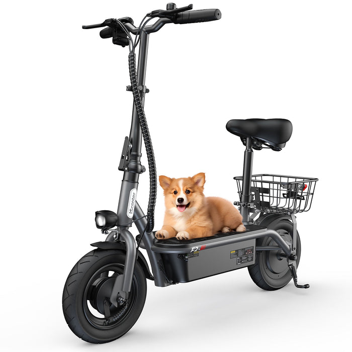 F2 Electric Scooter with Seat, 10" Pneumatic Tire, 19 MPH