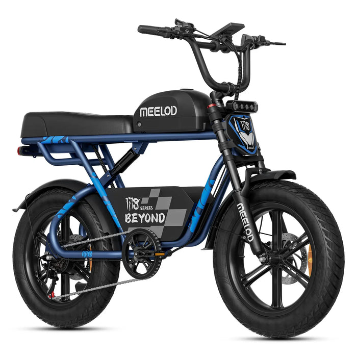 Meelod M8 1200W Fat Tire Ebike With Extended Double Seat & Storage Basket - 48V 15.6Ah, 28 MPH, 40-60 Mile Range - 100% Financing Available!