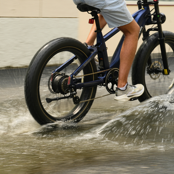 Roma All-Terrain Electric Bike with Kid Seat Indigo Blue