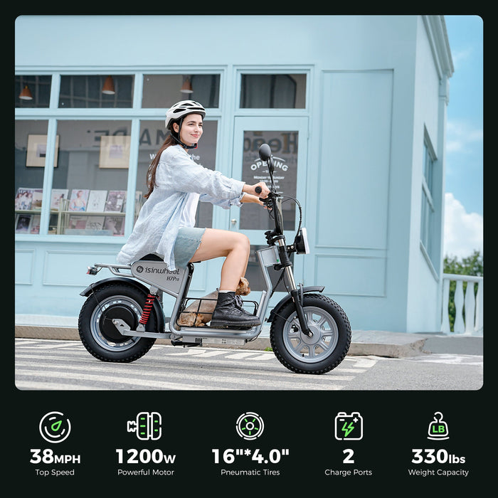 iSinwheel H7Pro 1200W Seat-Equipped High-Performance Commuter Electric Scooter