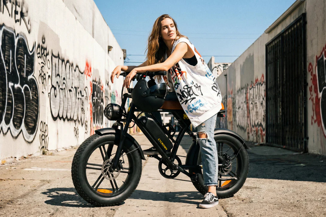 Cycrown CycRun 2.0 Vintage Design Fat Tire Electric Bike - 48V, 10.4 + 15.6 Ah, 1250W Peak, full suspension, max load 330 lbs - 100% Financing Available!