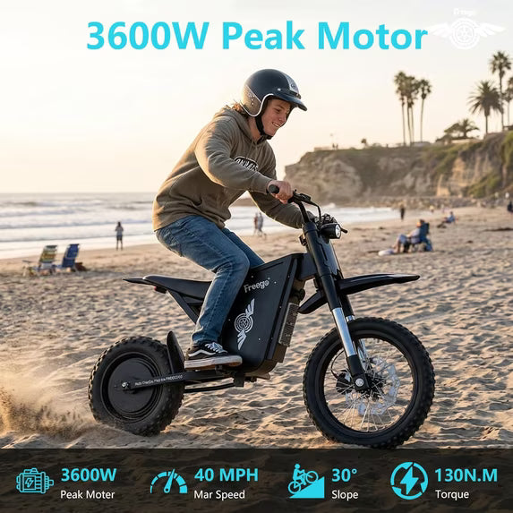 Freego X0 Electric Mini Bike - 60V, 23Ah, 3600W peak, 40 MPH max speed,  full suspension, hydraulic brakes - 100% Financing Available