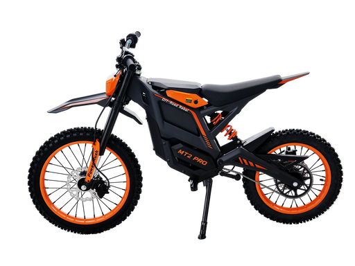 Orange Isinwheel Monster Pro Mid-Drive Electric Dirt Bike, left side view
