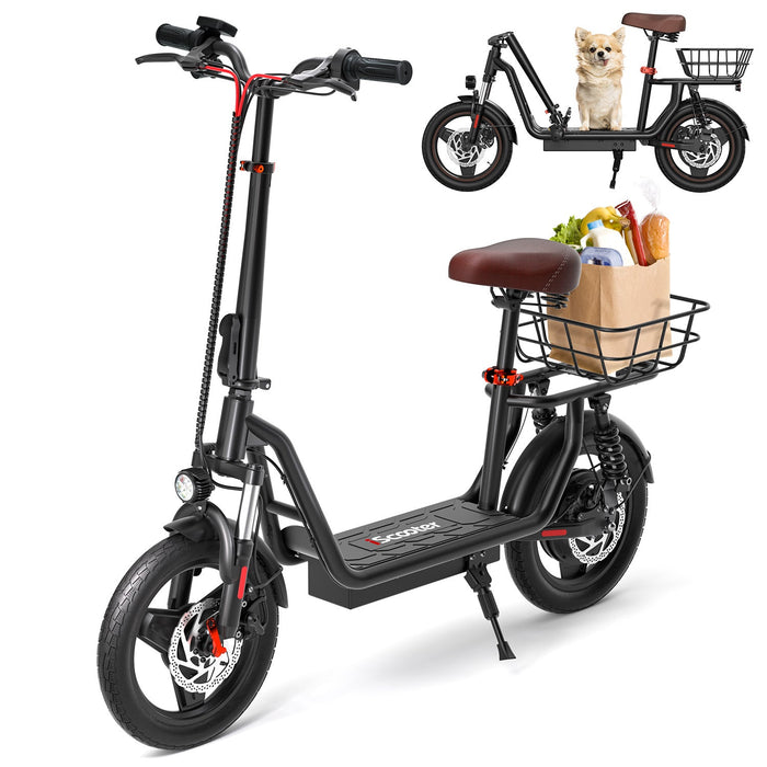 iScooter i14 800W Adult Electric Scooter with Seat & Basket