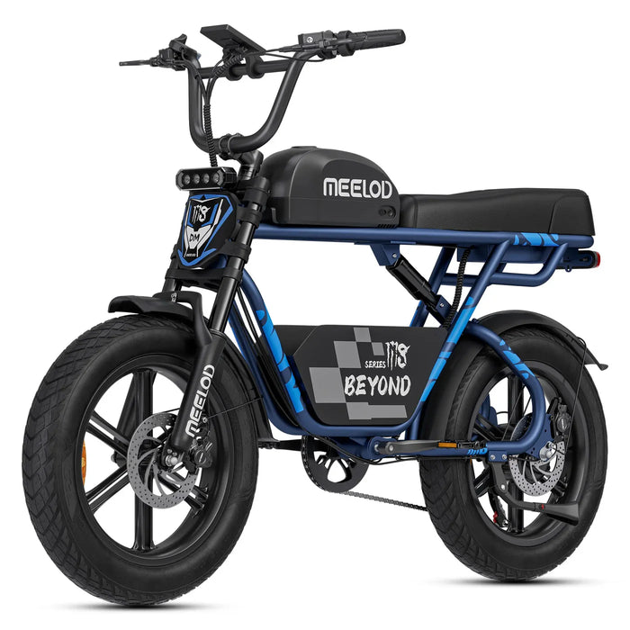 Meelod M8 1200W Fat Tire Ebike With Extended Double Seat & Storage Basket - 48V 15.6Ah, 28 MPH, 40-60 Mile Range - 100% Financing Available!