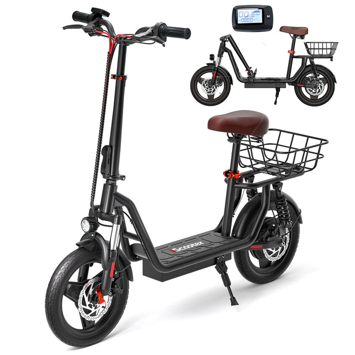iScooter i14 800W Adult Electric Scooter with Seat & Basket