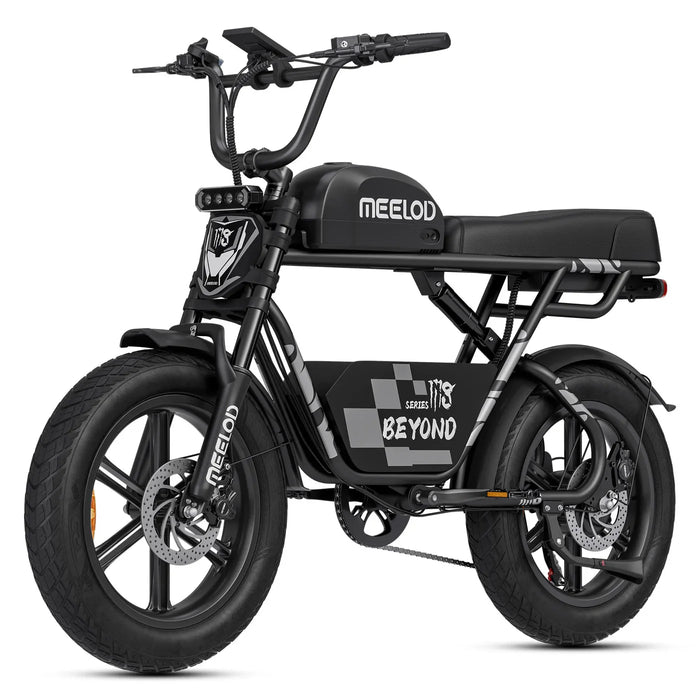 Meelod M8 1200W Fat Tire Ebike With Extended Double Seat & Storage Basket - 48V 15.6Ah, 28 MPH, 40-60 Mile Range - 100% Financing Available!