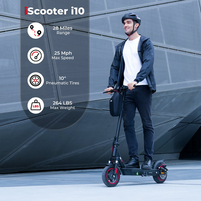 iScooter i10Max City Commuter Electric Scooter with 25 MPH Speed and 28 Mile Range