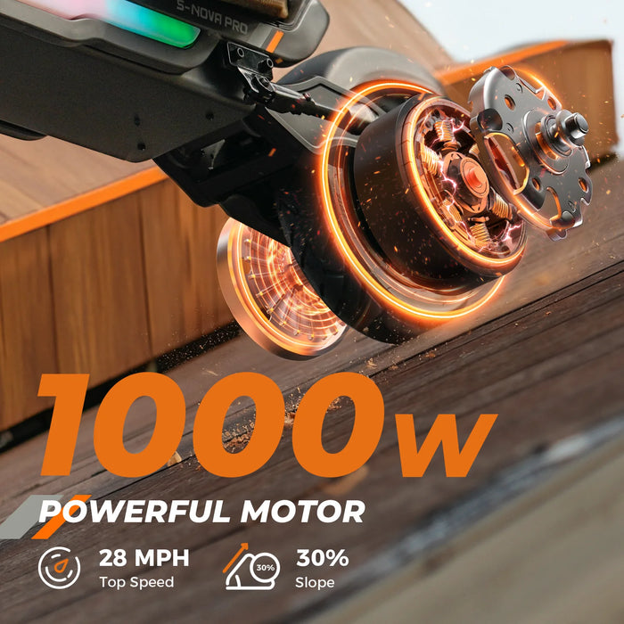 isinwheel S Nova Pro 1000W Commuting Electric Scooter - 28mph - 48V 13Ah Battery, 38-Mile Range- 100% Financing Available!