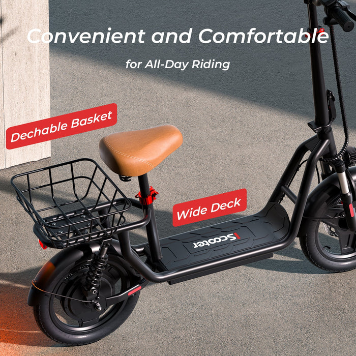 iScooter i14 800W Adult Electric Scooter with Seat & Basket