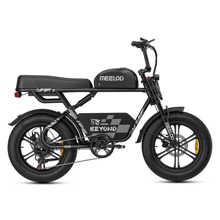 Meelod M8 1200W Fat Tire Ebike With Extended Double Seat & Storage Basket - 48V 15.6Ah, 28 MPH, 40-60 Mile Range - 100% Financing Available!
