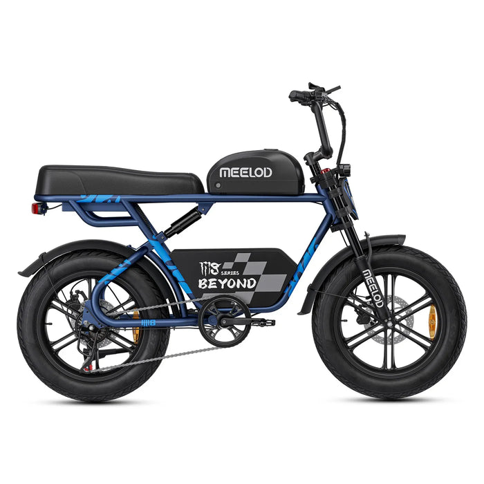 Meelod M8 1200W Fat Tire Ebike With Extended Double Seat & Storage Basket - 48V 15.6Ah, 28 MPH, 40-60 Mile Range - 100% Financing Available!