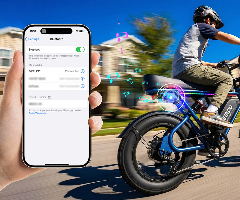 Meelod T16 1000W Fat Tire Electric Bike With Extended Double Seat - 48V 13.5Ah, 28 MPH, 25-45 Mile Range, Full Suspension - 100% Financing Available!