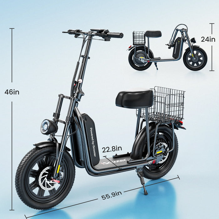 iScooter F7 1000W Electric Scooter with Seat, 45 Mile Range