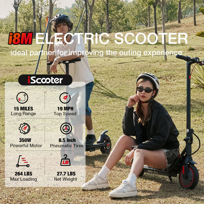 iScooter i8M Electric Scooter: 15-Mile Range, 19 MPH, Commuter-Ready