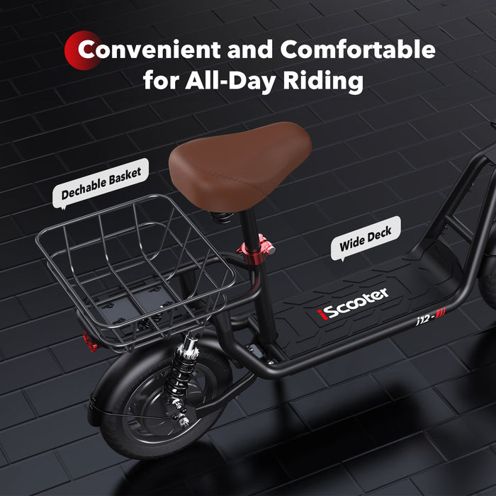 iScooter i12 500W Electric Scooter with Big Seat