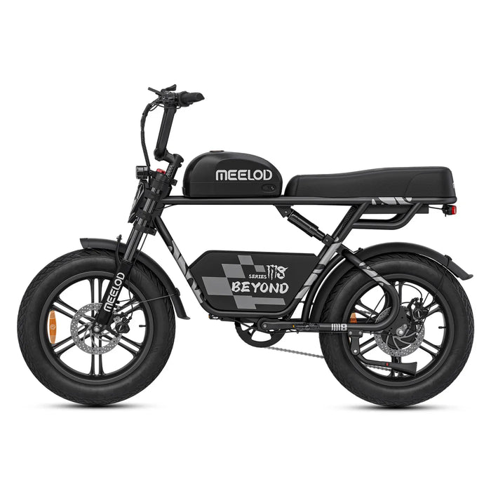 Meelod M8 1200W Fat Tire Ebike With Extended Double Seat & Storage Basket - 48V 15.6Ah, 28 MPH, 40-60 Mile Range - 100% Financing Available!