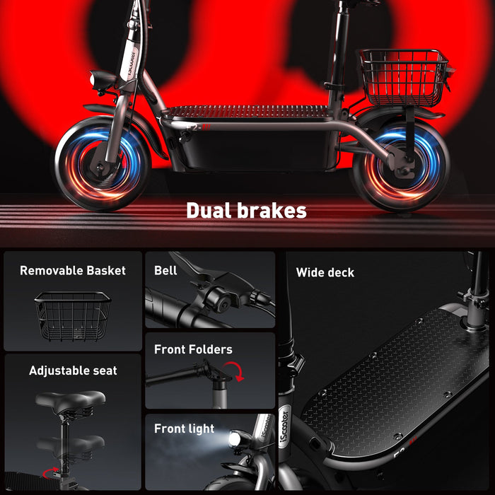 F2 Electric Scooter with Seat, 10" Pneumatic Tire, 19 MPH