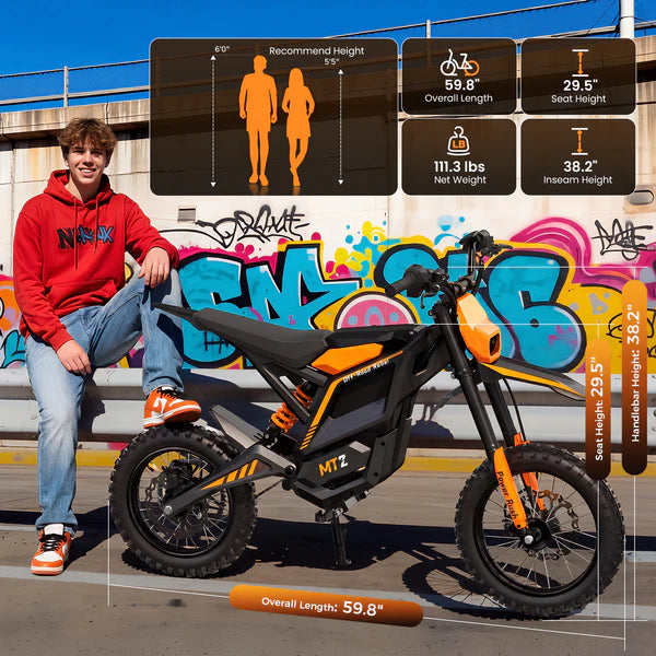 isinwheel Monster MT2 Electric Dirt Bike - 48V 22.5Ah 5000W, 35 MPH Max Speed, 60-Mile Range, 330 lbs Max Load - 100% Financing Available!