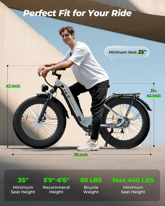 isinwheel U8 Ultra 1500W Fat Tire All-Terrain Electric Bike - 48V 18Ah, 28 MPH, 105-Mile Range - 100% Financing Available!