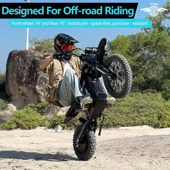Freego X0 Electric Mini Bike - 60V, 23Ah, 3600W peak, 40 MPH max speed,  full suspension, hydraulic brakes - 100% Financing Available