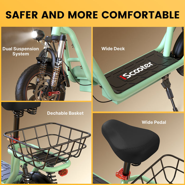 iScooter i12 500W Electric Scooter with Big Seat