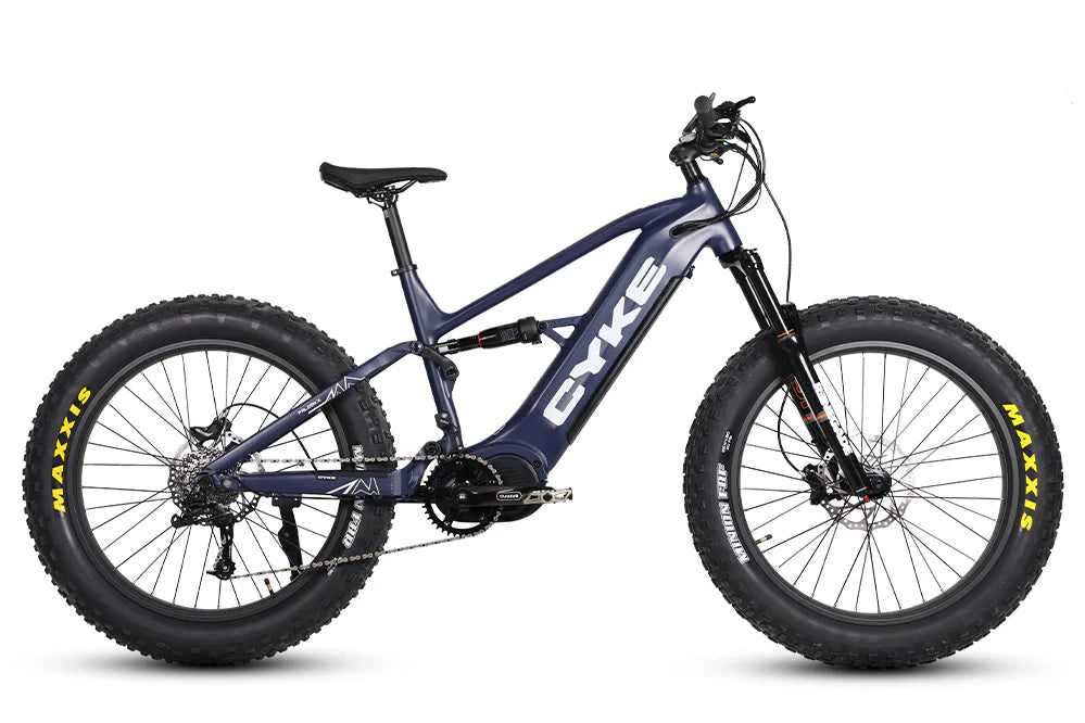 Cyke Falcon X Full Suspension 1000W Mid-Drive Fat Tire Electric Bike - 48V 20Ah, 28 MPH, 65 Mile Range, Hydraulic Brakes. 9-Speed - 100% Financing Available!