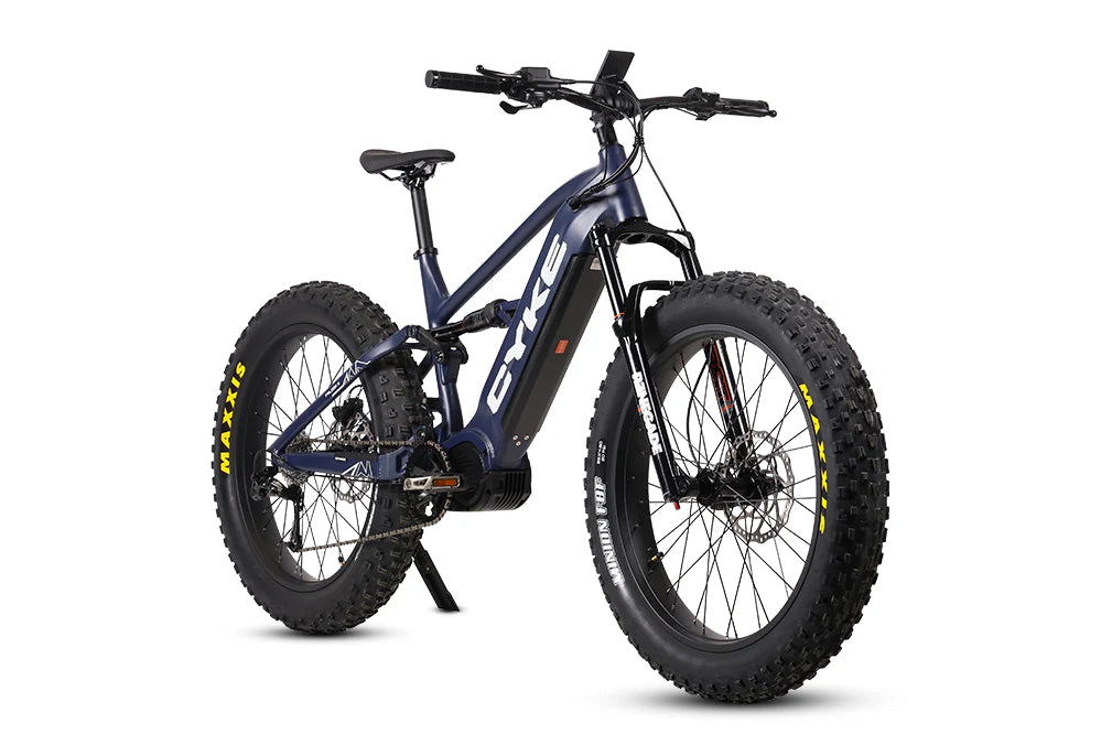 Cyke Falcon X Full Suspension 1000W Mid-Drive Fat Tire Electric Bike - 48V 20Ah, 28 MPH, 65 Mile Range, Hydraulic Brakes. 9-Speed - 100% Financing Available!