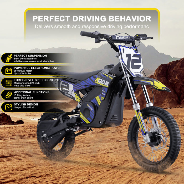 MotoTec 36v 7.8Ah 1000w (HP112E) Electric Dirt Bike - dual hydraulic suspension,18 MPH - 100% Financing Available!