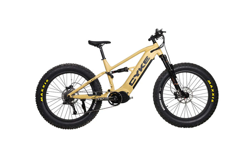 Cyke Falcon X Full Suspension 1000W Mid-Drive Fat Tire Electric Bike - 48V 20Ah, 28 MPH, 65 Mile Range, Hydraulic Brakes. 9-Speed - 100% Financing Available!