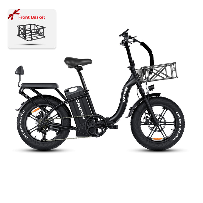 Rattan LF ULTRA 1000W 48V 40.5Ah Brushless Gear Hub Motor Full Suspension Fat Tire 4.0 Foldable 2-Seater Step-Through Electric Bike with Hydraulic Brakes and Max Range of 120 Miles! - Financing Available!