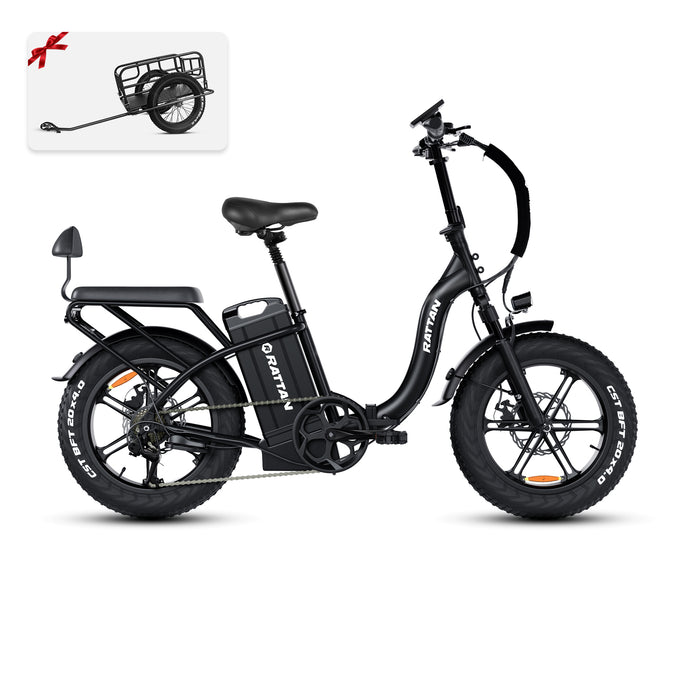 Rattan LF ULTRA 1000W 48V 40.5Ah Brushless Gear Hub Motor Full Suspension Fat Tire 4.0 Foldable 2-Seater Step-Through Electric Bike with Hydraulic Brakes and Max Range of 120 Miles! - Financing Available!