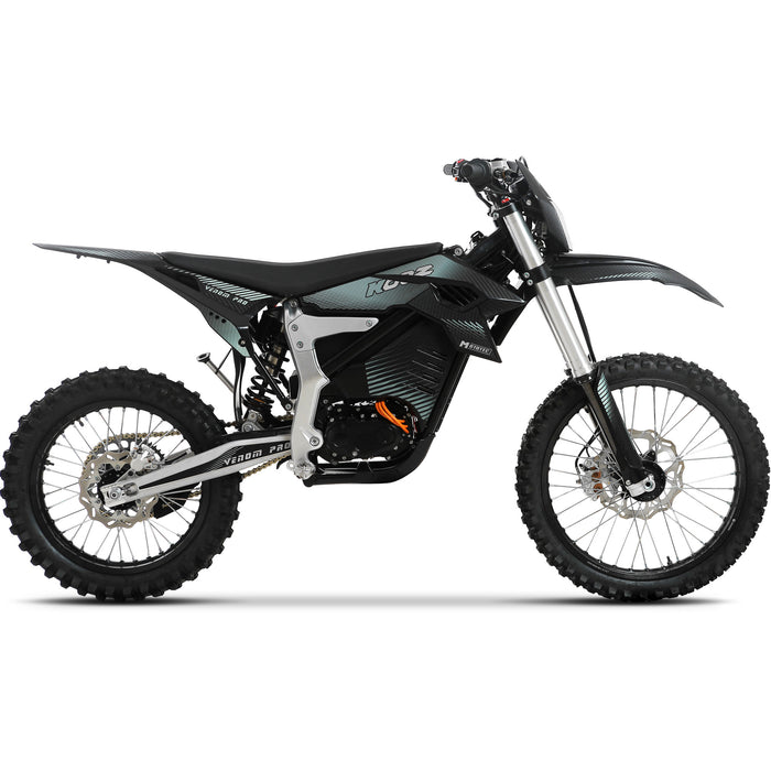 MotoTec Venom 72V, 6000W, 73Ah Electric Dirt Bike - peak power 30,000W, max speed 75 mph, Tesla battery