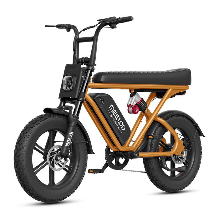 Meelod T16 1000W Fat Tire Electric Bike With Extended Double Seat - 48V 13.5Ah, 28 MPH, 25-45 Mile Range, Full Suspension - 100% Financing Available!