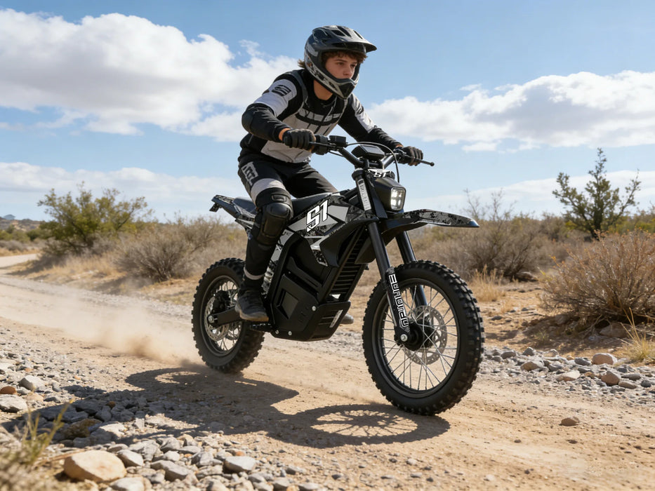 Eunorau S1 Kids Electric Dirt Bike - 60V, 30Ah, 4800W Peak Mid-Drive Motor, Range up to 24 Miles, Max Speed 43MPH - 100% Financing Available!