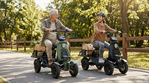 Eunorau S500 Electric Utility Quad Vehicle 48V/500W high torque mid-motor, range up to 31 miles, 3 speed modes - 100% Financing Available!