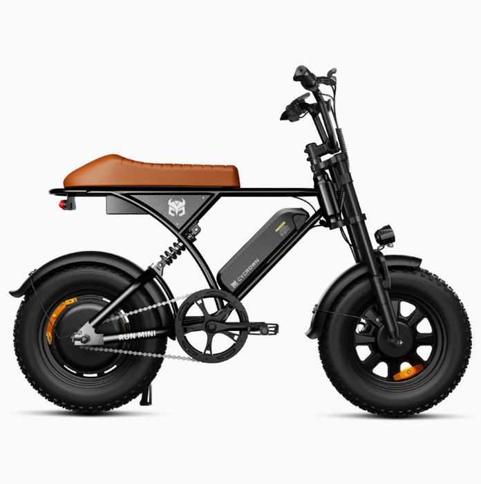 Cycrown Run Mini All Terrain Fat Tire Vintage Design Electric Bike - 36V 500W (750W Peak), full suspension, 20 MPH, 30-mile range - 100% Financing Available!