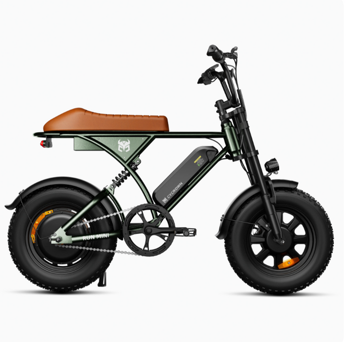 Cycrown Run Mini All Terrain Fat Tire Vintage Design Electric Bike - 36V 500W (750W Peak), full suspension, 20 MPH, 30-mile range - 100% Financing Available!