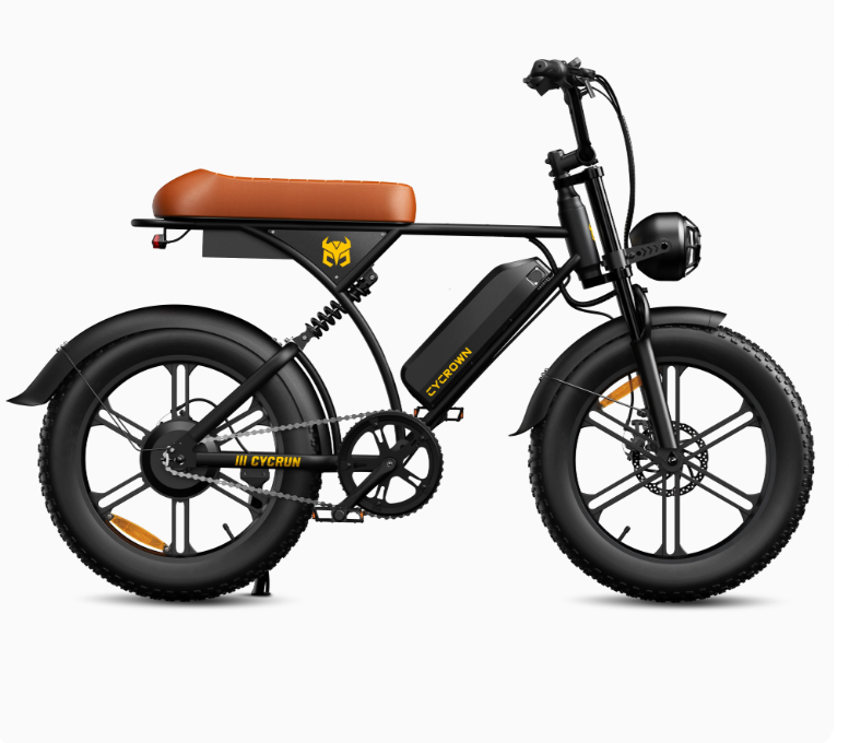 Cycrown CycRun 2.0 Vintage Design Fat Tire Electric Bike - 48V, 10.4 + 15.6 Ah, 1250W Peak, full suspension, max load 330 lbs - 100% Financing Available!