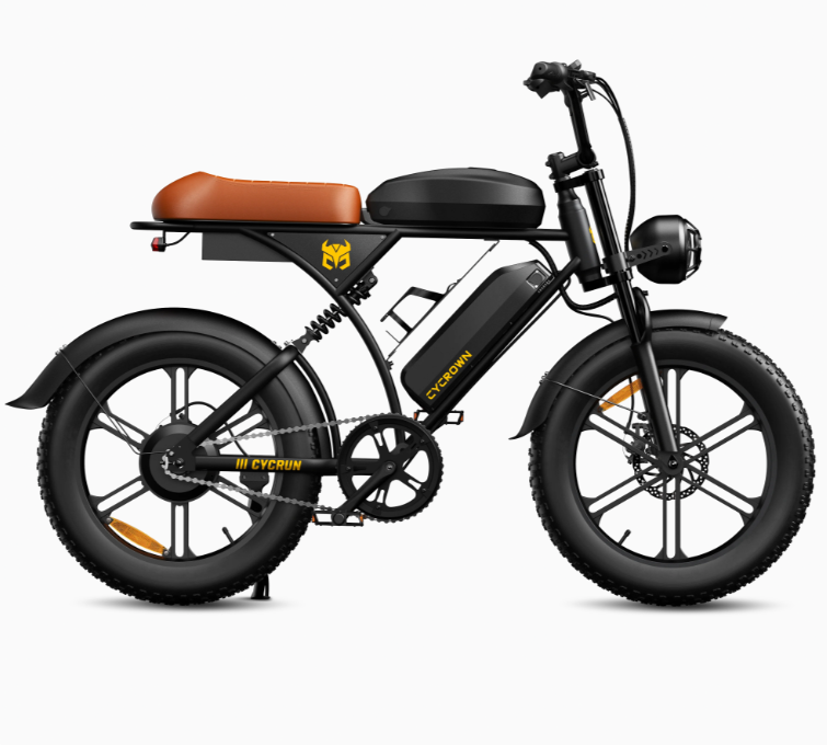 Cycrown CycRun 2.0 Vintage Design Fat Tire Electric Bike - 48V, 10.4 + 15.6 Ah, 1250W Peak, full suspension, max load 330 lbs - 100% Financing Available!