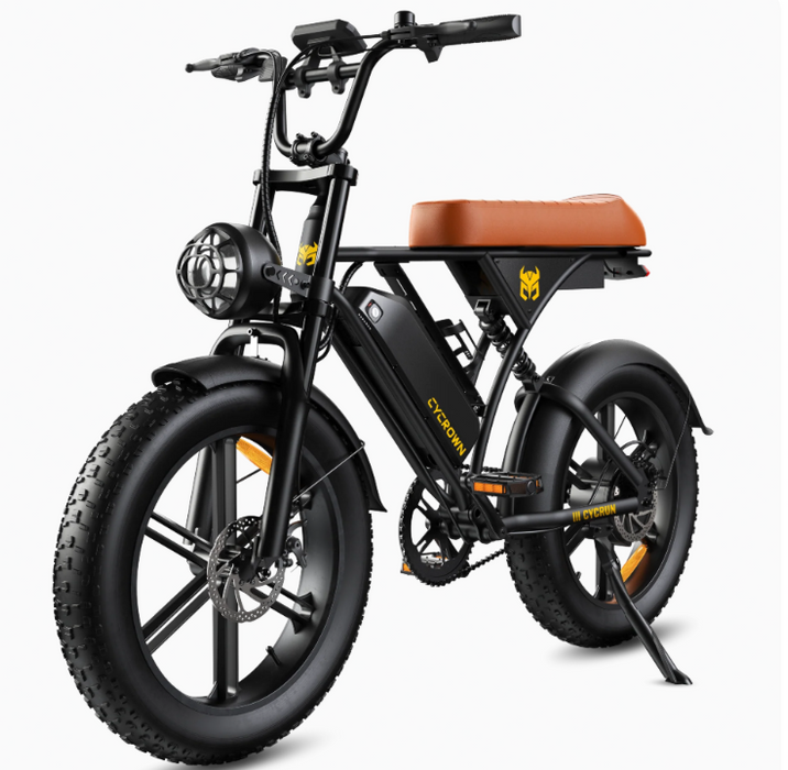 Cycrown CycRun 2.0 Vintage Design Fat Tire Electric Bike - 48V, 10.4 + 15.6 Ah, 1250W Peak, full suspension, max load 330 lbs - 100% Financing Available!