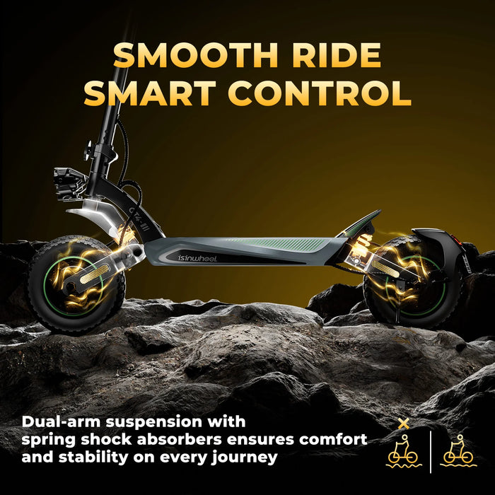 isinwheel GT4 Single or Dual Motor Off Road Electric Scooter - 1200W(x2),  48V/52V, 20/18.2Ah, 35/45mph, 50-mile range - 100% Financing Available!