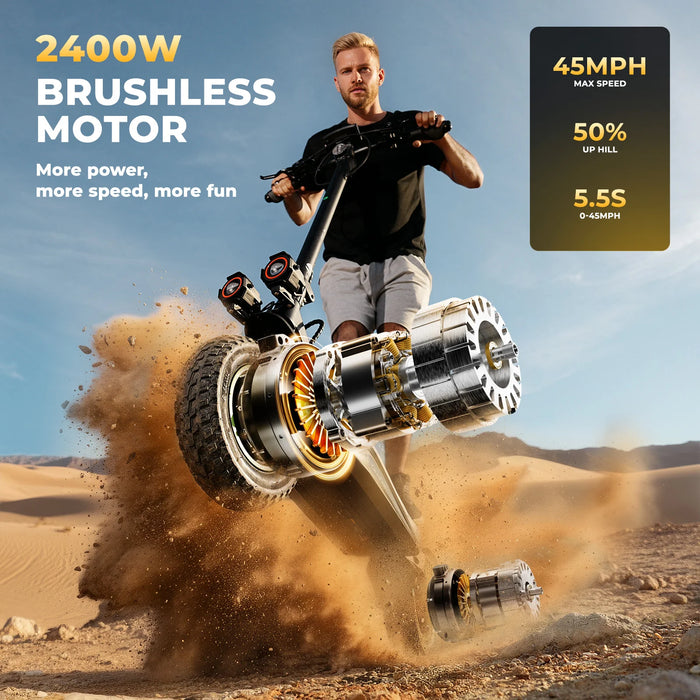 isinwheel GT4 Single or Dual Motor Off Road Electric Scooter - 1200W(x2),  48V/52V, 20/18.2Ah, 35/45mph, 50-mile range - 100% Financing Available!