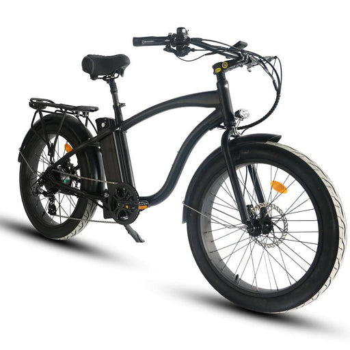 Coastal Cruiser Electric Bikes Black Coastal Cruiser Step Over Beach Cruiser Electric Bike - 750W, 52V, 17Ah, rack and fenders included!